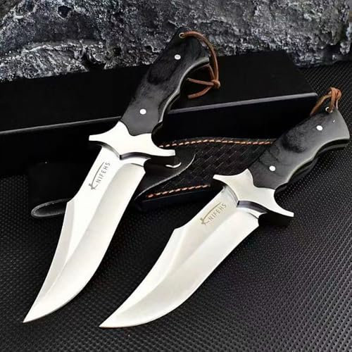 Genérico TEERMA JN6 Cuchillo Supervivencia Caza Monte bushcraft Camping Outdoor Campo - Con vaina cutánea, Se utiliza principalmente para la caza y el senderismo.
