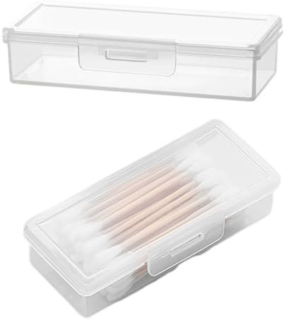 2Pcs Transparent Plastic Cotton Bud Holder Portable Small Cotton Swab Holder Mini Box Dust-proof and Moisture-proof cotton bud dispenser Organizer Travel Case Toothpicks Storage Outdoor Daily Use