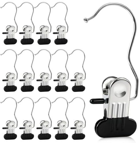 15 Pack Boot Hanger Clips, Laundry Hanging Hooks Clothes Pins for Closet Organizer, Heavy Duty Hanger Clips for Pants, Socks, Towels, Hats, Boots, and Travel, Space-Saving Clothes Clips for Home Use