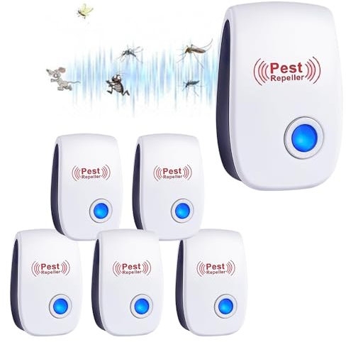 Aoreun Ultraschall Schädlingsbekämpfer,6 Stück Elektronische Insektenschutzmittel Indoor,Plug-in Mückenstecker,Schädlingsbekämpfung Repeller für Moskitos,Insekten,Spinnen,Kakerlaken,Mäuse