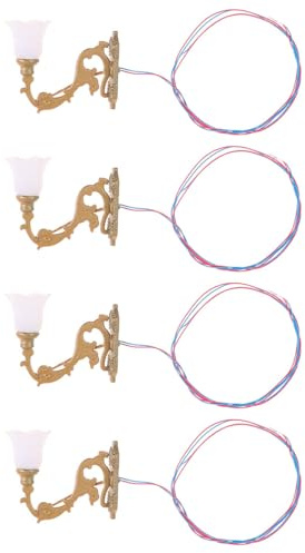 Laroal Lot de 4 Mini Appliques murales Miniatures Lumineuses simulées pour décoration de Table de Sable à Faire soi-même pour Maison de poupée et modèles de paysages rétro
