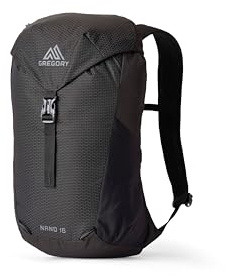 Gregory Essential Hiking - Nano 16 - Freizeitrucksack, 48 cm, 16 L, 0.36 KG, Leichter Tagesrucksack, Trinksystem-kompatibel, bunter Rucksack, Schwarz (Optic Black)