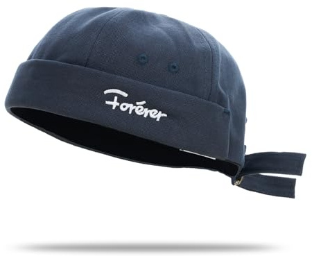 YAMEE Gorra Docker Hombre Vintage con Bordado,Gorra Marinera Mujer Moda Casual,Gorra sin Visera Unisex Transpirable Ajustable,Gorros portuarios Llevar Durante Todo el año(56-58 cm)