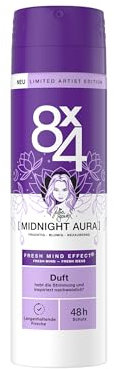 8X4 Midnight Aura, Deo Spray, Deodorant mit blumig-bezauberndem Duft, erfrischendes Deo ohne Aluminium (ACH) mit 48h zuverlässigem Schutz (150 ml)