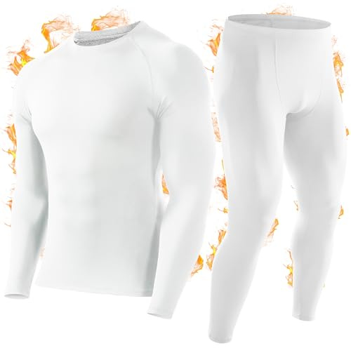 Roadbox Men's Thermals Base Layer Sets - Lightweight Thermal Undershirt Soft Fleece-Lined Long Johns for Athletic Hiking Camping