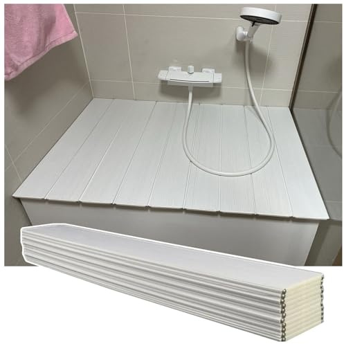 Folding Bathtub Cover 0.6cm Thick, PVC Dustproof Bath Mat, Easy-Clean Bathtub Tray for Home & Hotel, Space-Saving Design (70x160cm)