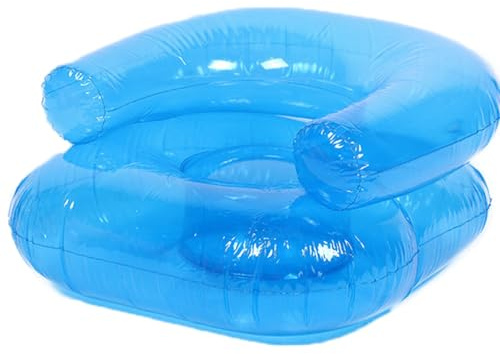 FRYSKYO Inflatable Chair, Transparent Ergonomic Blow Up PVC Sofa Lounger Chair Swimming Pool Air For Bedroom Balcony Garden Travel(Blue)