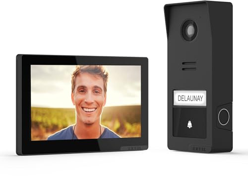 Extel Wave 3 Visiophone Sans Fil Connecté 2K avec Empreinte, Coque Titane | Écran tactile 7 pouces, image 2K, jusqu’à 10 empreintes, QR code, application Extel Connect, portée 350 m champ libre