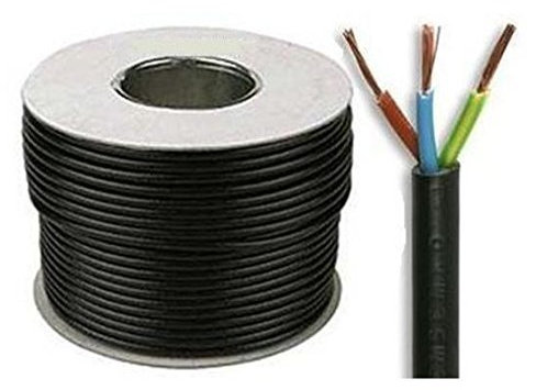 Black 3183Y 3 Core 0.75mm 6 Amp PVC Flexible Cable Cut To Length Flex (25 Meters)