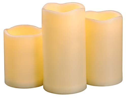 3 candele a LED impermeabili senza fiamma(10,2 cm, 5,7 cm, 15,2 cm) 1000 ore di lunga durata della batteria/tremolante funzionamento a batteria elettrica esterna LED grande pilastro candela