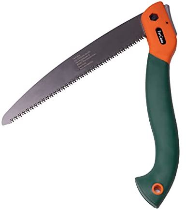 TerCasa® Klapphandsäge, Garten-Klappsäge mit Sicherheitsverschluss, Sägeblattlänge 23 cm, rostfreies Stahl-Sägeblatt, für Astungsarbeiten und Baumpflege