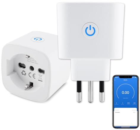 Presa Wifi Italiana (Type L), Monitoraggio energetico Intelligente Smart Plug, Protezione Sovraccarico, Timer e Regolazione del Programma, Compatibile con Alexa & Google Home, 2 Pezzi