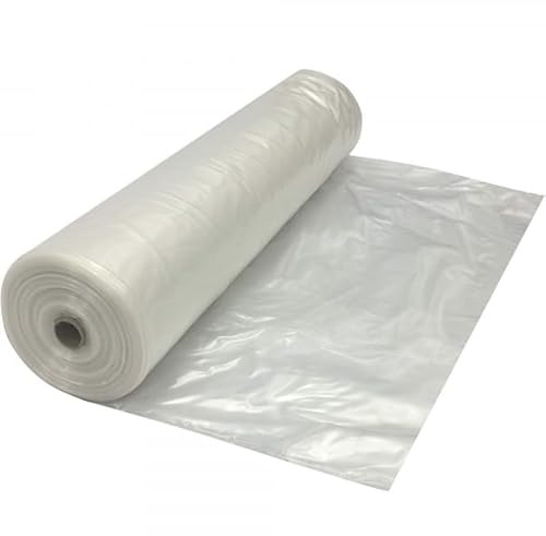 VBS - Clear Plastic Sheeting - 8 mil Clear Plastic Roll for Spray Barrier, Roll of Thick Polyethylene Film (2.5' x 100)