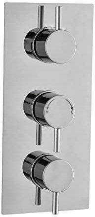 Valla Triple Shower Thermostatic Valve | Concealed Round Controls | Chrome Plate | Triple Outlet