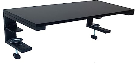 Ewent Monitorställ för Skrivbord 10-34 Tum, Skärmhöjare med Bordsklämma, Monitorstativ med 3 Monteringsalternativ, Stål och Trädesign för Hemmakontor och Gaming