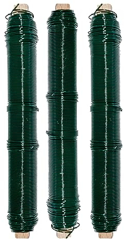 Chinchilla® Alambre para Envolver Lacado en Verde | 0,65 mm, Rollo de 38 m | Duradero y fácil de Manejar | Ideal para jardinería y Manualidades | Alambre para Envolver en Vivo Verde metálico