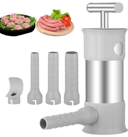 Wurstfüller Manuell, 2 in 1 Sausage Maker & Hackbällchen Former, Edelstahl Wurstfüllmaschine mit 4 Größe Professionelle Wurstfüllrohre, für Familienessen, Bars, Camping(Hält 2,2 LBS Fleisch)
