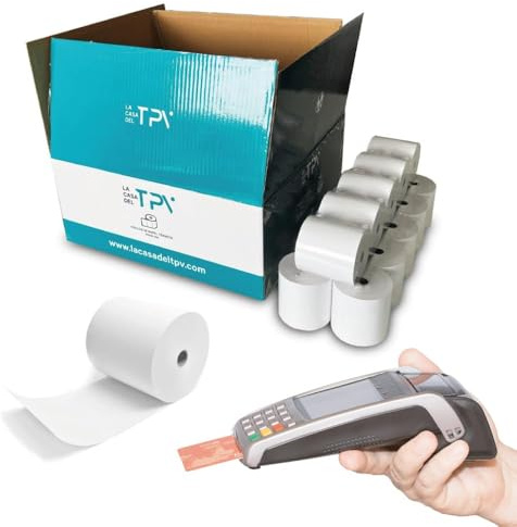 Rouleau TPE - 100 Rouleaux Papier Thermique 57x35 mm - Papier pour Tickets - Compatible avec TPE et Caisses - Sans Bisphénol A - 60 Gr - 7,5 Mètres/Rouleau