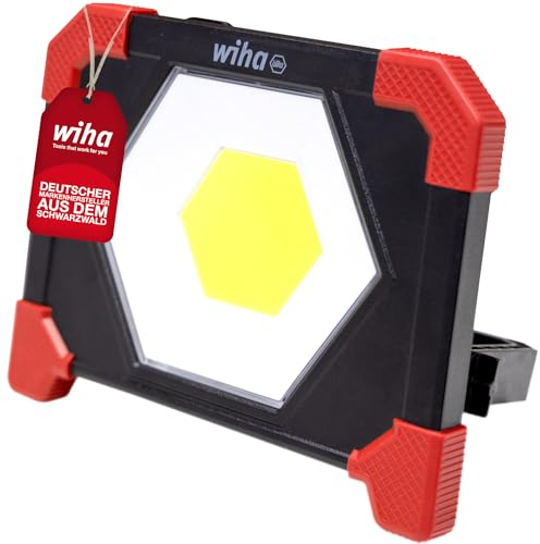 Wiha Akku-Baustrahler 30W, 3.000 lm I mit 3 Leuchtmodi I Scheinwerfer für Baustelle mit Stellfuß & Magnet I aufladbar USB-C (45698)