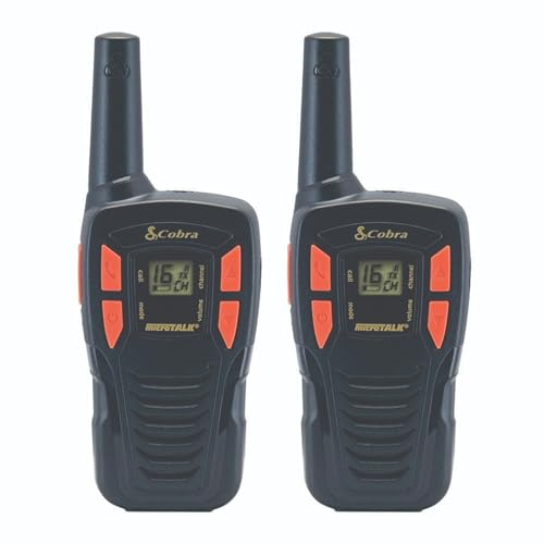 Cobra AM255 Leichte Walkie-Talkies (2er-Pack) – 5 km Reichweite, 16 Kanäle, Energiesparfunktion, wiederaufladbare Zwei-Wege-Funkgeräte, Schwarz