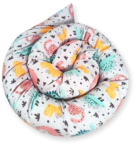 Bebeloo Bettschlange Bettkissen Seitenschläferkissen Nackenrolle Schlafkissen Kuschelschlange Stillkissen Zierkissen Zugluftstopper Body Pillow Baumwolle (140 cm, Dinosaurier)