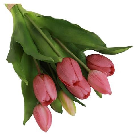 RemixAst Mazzo di 7 Tulipani Artificiali in PU, Bouquet Realistico per Decorazioni Matrimonio 33 cm (viola chiaro)