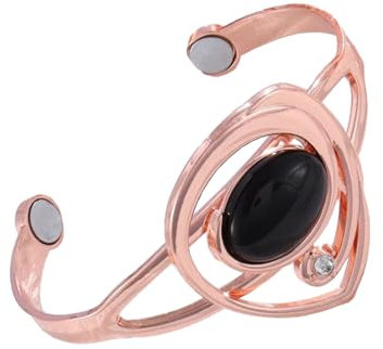 YINOX Damen-Armband aus reinem Kupfer, supermagnetisches Kupfer, enthält 2 superstarke NdFeB-Magnete, Damen-Kupferarmband, offenes Kupferarmband (Black)