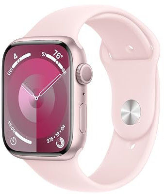 Apple Watch Series 9 [GPS, 45mm] Pink Aluminum Case with Pink Sport Band, M/L (Renewed)