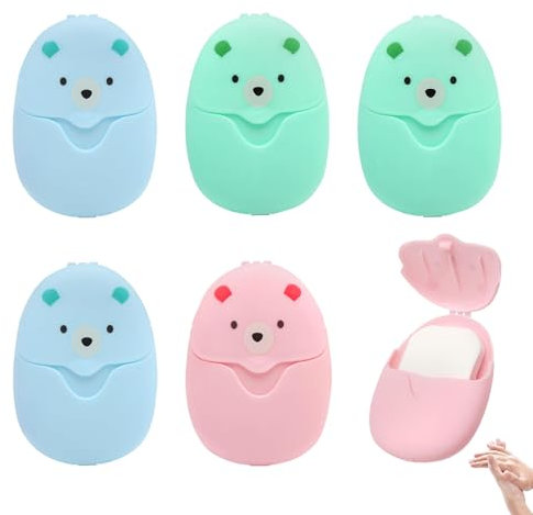 300 Fogli di Sapone in Fogli da Viaggio, 6 Scatole Carta Sapone da Viaggio, Sapone Portatile, Mini Carta da Viaggio, 3 Colori, Adatto per i Viaggi e la Pulizia all'Aperto