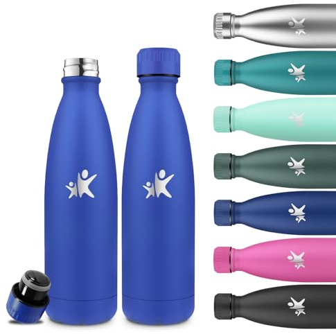Grsta Botella Agua Acero Inoxidable- 500ml- Botella Termica, Cantimplora Infantil, A Prueba de Fugas, Cantimplora sin Bpa, Aislamiento al Vacío, Termo para la Escuela, Oficina, Cámping, Gym, Running