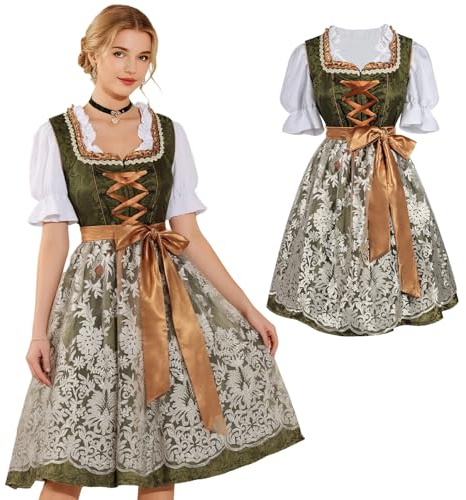 Robe Dirndl allemande pour femme - Robe midi traditionnelle - Costume de fête de la bière bavaroise - Taille XL - Coupe régulière