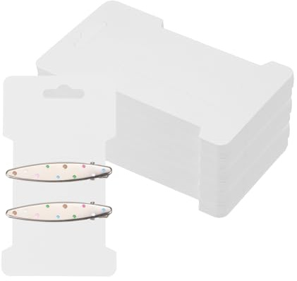 PATIKIL 200Pcs Cartes De Présentation Pour Barrettes, 4.5x2.6 Carton Kraft Porte-Barrettes Rectangulaire Pour Organiser Et Vendre Accessoires Cheveux Bandes Bijoux, Blanc