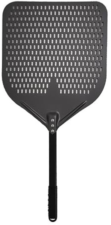 SQIANKUN Pizzaspade 16 tum stor pizza perforerad skal spade paddel metallhandtag för ugn svarvning köksredskap non-stick tillbehör(16 tum 121 cm)