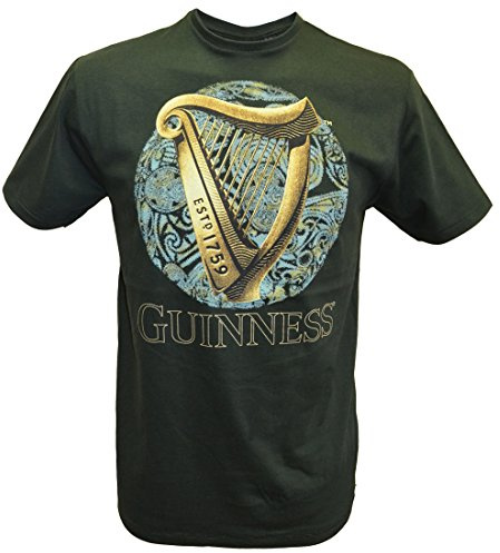 bouteille vert GUINNESS T-SHIRT AVEC IRLANDAIS Harpe modèle avec bleu CELTIQUE modèle - Vert, Medium