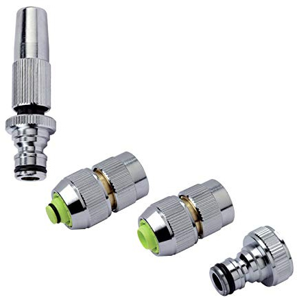 Aqua Control Conexiones pro-chromed de tubería manguera 15 mm jardín latón cromado; conectores a grifo; enlace manguera; lanza metálica de riego; rosca a grifo 1/2