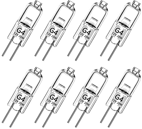 Haraqi G4 halogenlampen，8 Stück 20 Watt G4 Halogen-Stiftsockellampe Kapselglühlampen Halogenlampen, 300lm 2800K Warmweiß Dimmbar [Energieklasse G]