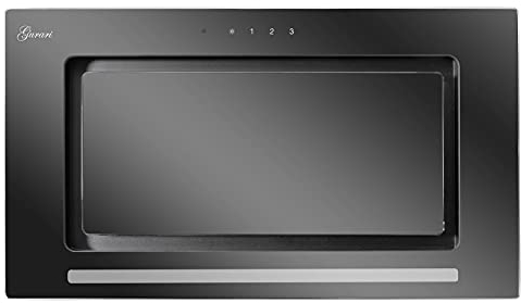 GURARI Hotte de plafond GCH E 217 70 BL Prime+Filtre à charbon, Hotte aspirante 70 cm,Verre noir, 1000m³/h,Aspiration très puissante, 3 niveaux,Aspiration/évacuation d'air