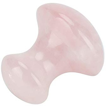 Piedra Gua Sha en Forma de Hongo, Herramienta de Masaje Gua Sha Juego de 2 Herramientas de Masaje Facial de Cuarzo Rosa Rodillo y Gua Sha en Forma de Hongo para Ojos/Cara Regalo SPA con Estuche