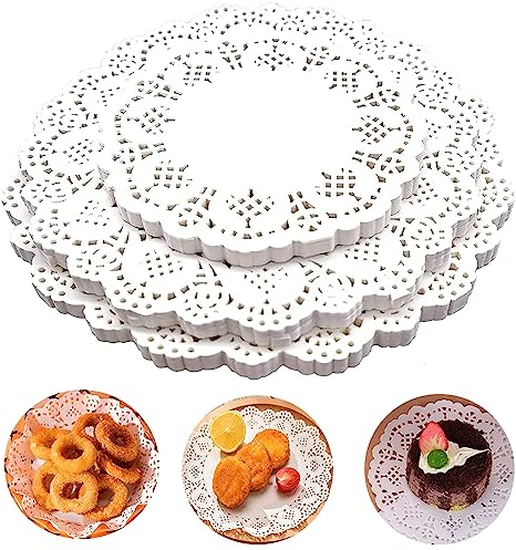 Aatpuss 450 Pezzi Pizzo Centrini Torta, Bianco Centrini Torta, Centrini Torta Rotondi, Centrini Carta Pizzo, Usa e Getta Centrini Carta Per Dessert Snack Matrimoni Feste Di Compleanno