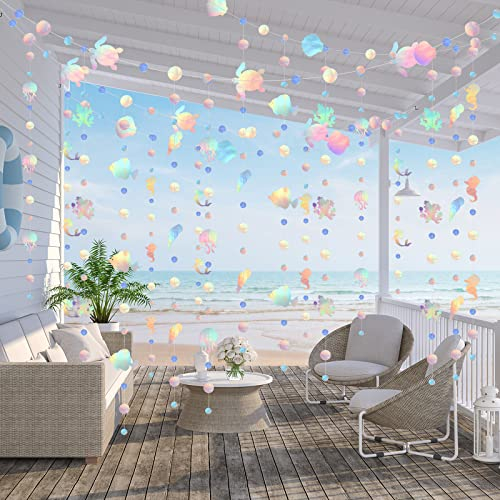 52 Piedi Ghirlanda Iridescente a Forma di Sirena Stelle Filanti a Sirena di Carta Appese Ghirlanda Olografiche Sotto il Mare Decorazione Appendere per Festa a Sirena Compleanno Baby Shower