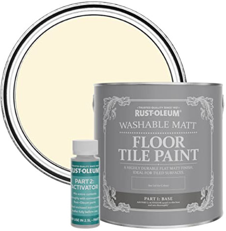 Rust-Oleum Beige Washable Matt Floor Tile Paint - Clotted Cream 2.5L