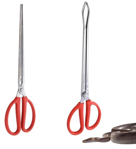 KeaJuidy 2 Stück Futterzange für Reptilien 38cm Extra Lange Große Pinzette für Schlangen Reptilien Tank Zubehör Schlangengreifer aus Edelstahl für Schlangen Eidechsen Frosch Spinne