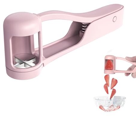 Luvan Grape Slicer for Baby,Grape Cutter for Toddlers Tomato Cherry Strawberry Cutter Into Tools 4 Pieces for Vegetable Fruit Salad,Stainless Steel Blades Quarter Grape Slicer Kitchen Gadget-Pink