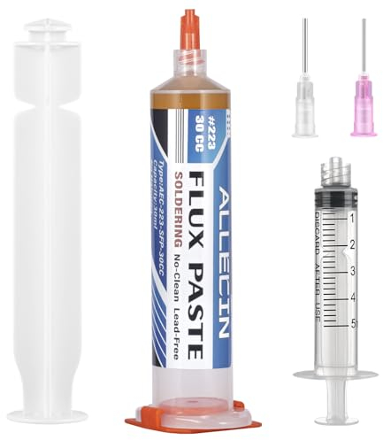 ALLECIN Flux Soudure Sans Nettoyage 30mL Pâte de Flux de Souder Sans Plomb 30CC No Clean Solder Flux Paste avec Seringue AEC-223 pour SMD PCB BGA Électronique (Paquet de 1 pièce)