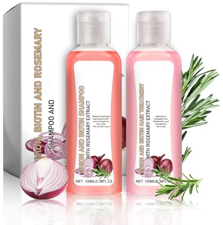 Shefave Rosmarin Shampoo und Conditioner Set, Zwiebel Biotin und Rosmarin Shampoo Gegen H aarausfall, Onion Biotin Shampoo Haarpflege Pflege & Glätte für dünnes Haar, Natürlich und Organisch