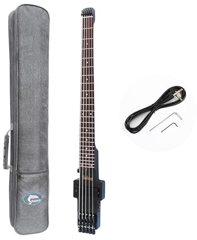 Batking Reise-Bassgitarre Elektrischer Headless Bass, 5 Saiten E-Bass mit Gigbag & Truss Road & Wire