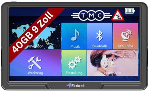 Elebest City 90 TMC Navigationsgeräte für Auto 2024 Navi mit TMC LKW Navigationsgeräte POI Stau GPS Gerät Wohnmobil Navi Navigationssystem