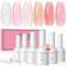 PEACECOLOR Vernis Semi Permanent 6 Couleurs, Vernis à Ongles Rose Blanc Laiteux Soak Off UV/LED Vernis Transparent Ongle pour Débutants Bricolage Manucure en Salon,10ML