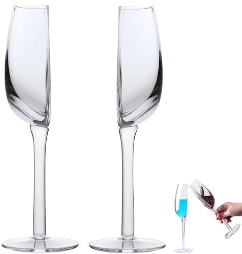 BOSENIYU Mezzi bicchieri di vino bicchiere, divertente bicchiere da vino riutilizzabile a metà, bicchiere da vino rosso semicircolare a gambo lungo. (2 pcs)