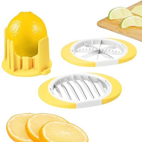 Tovolo Citrus Slicer and Wedger Tool for Lemons Limes Oranges,Dual Blade Premium Cutter Creates 8 Wedges 6 Slices, Anti-Slip Base, Stainless Steel, BPA-Free Dishwasher Safe